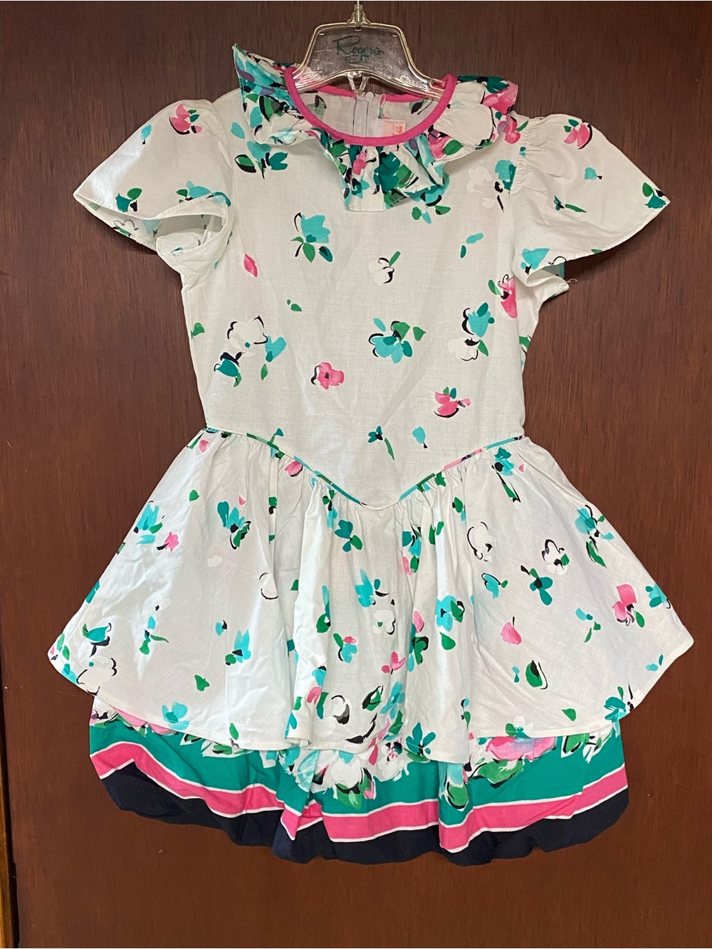 Vintage Isabella Floral Bubble Flare Dress Collared Girls 90’s Sz 10